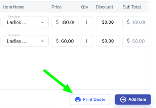Print quote button