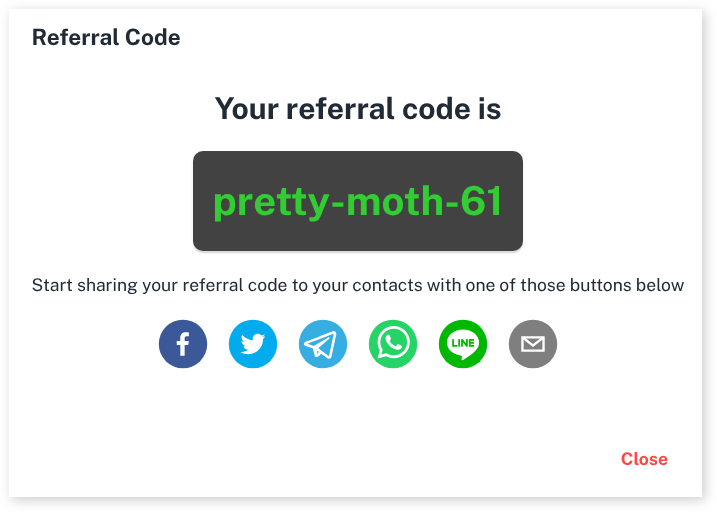 Your referral code in Client Diary