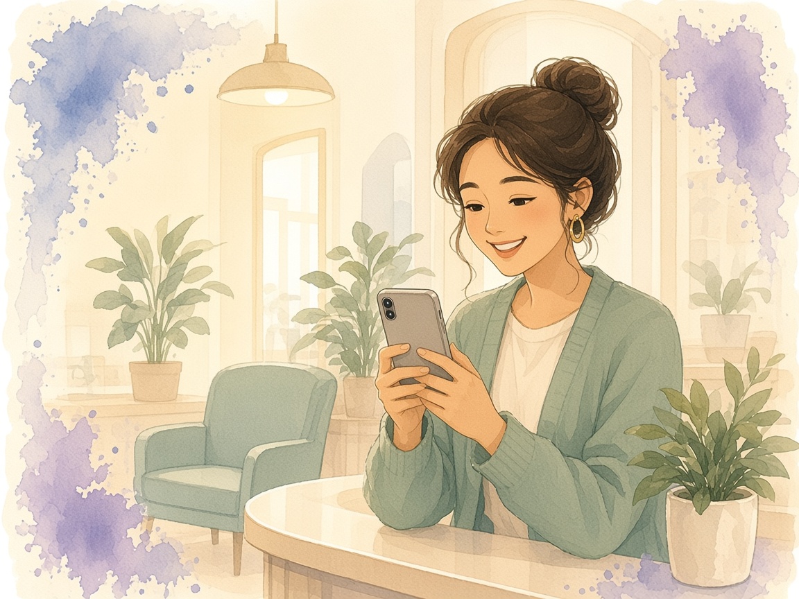 A client booking a visit on her phone