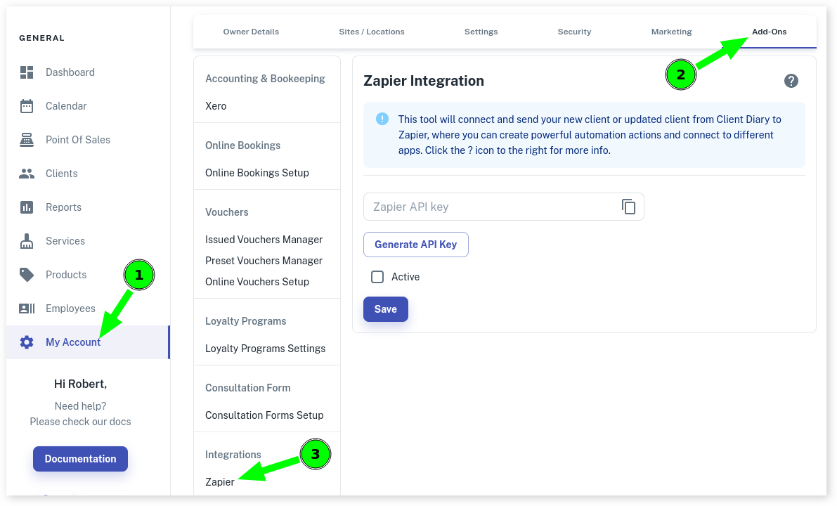 Setting Up Zapier Integration – Client Diary